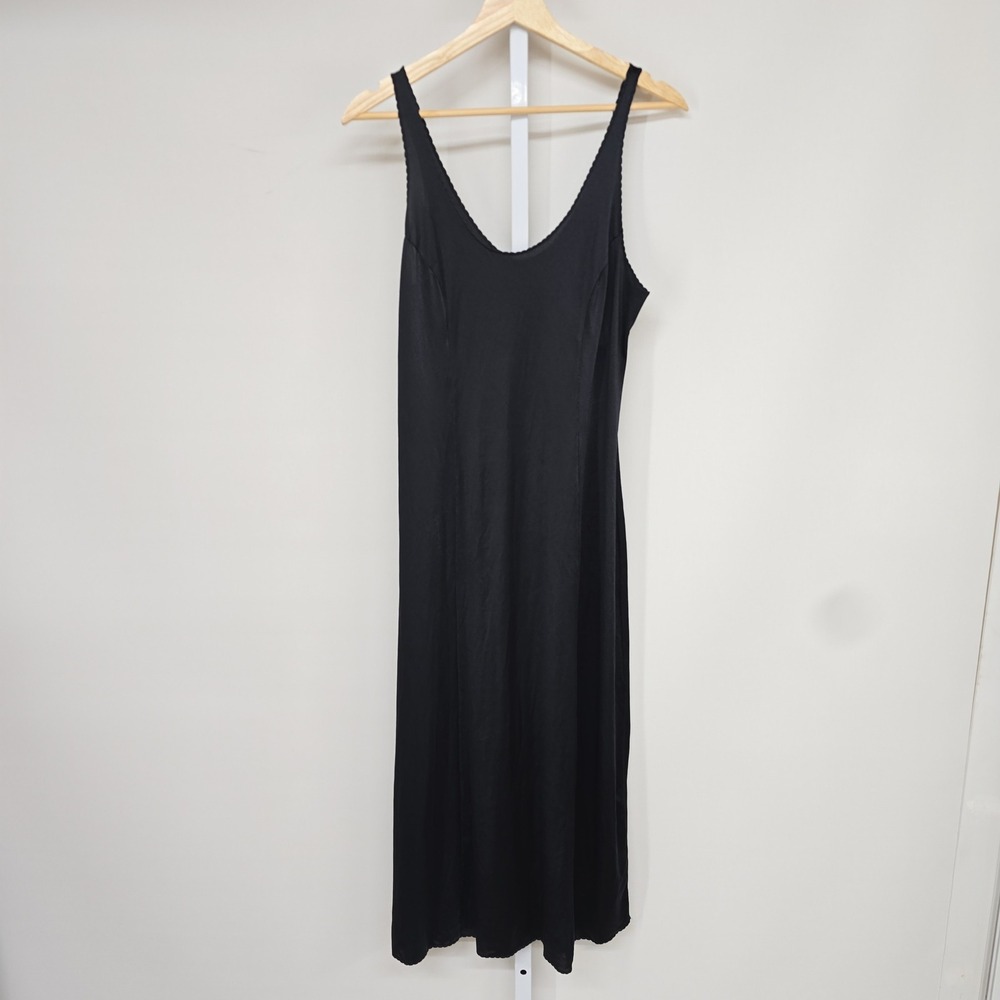 Gilligan O'Malley Womens Large Black Nylon Spandex Full Slip Maxi Dress - Picture 2 of 9